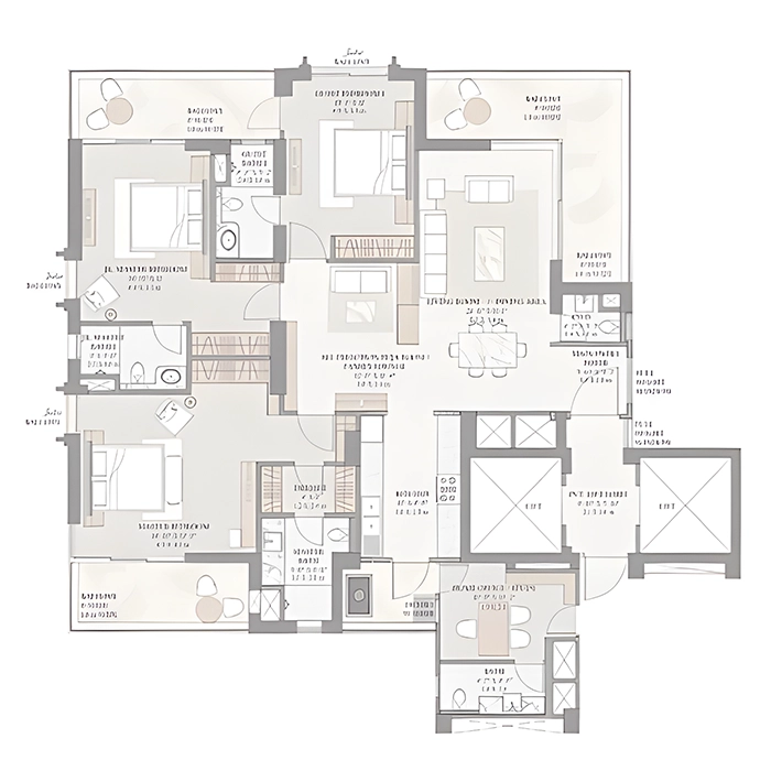3 BHK (TYPE-II) Floor Plan Cascades by Experion